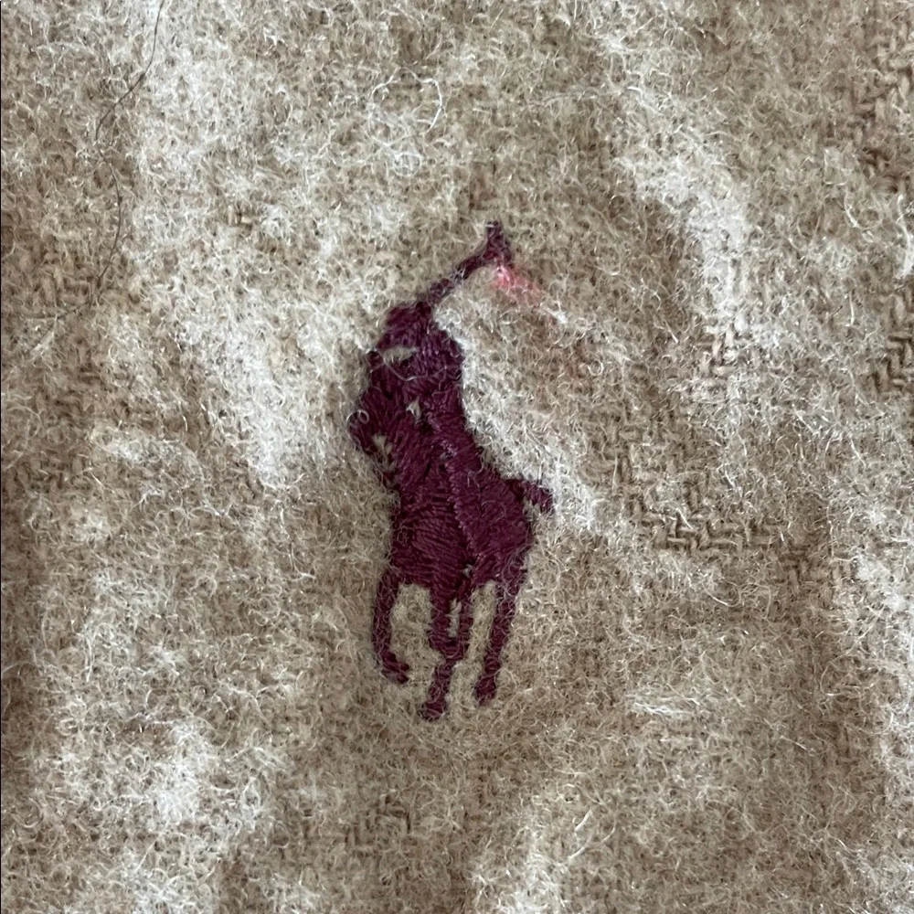 POLO RALPH LAUREN Camel Fringe Lambswool Scarf Vintage